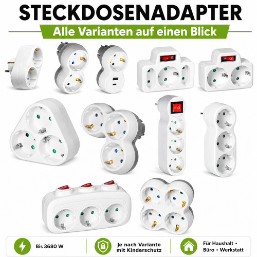 Fach steckdosenadapter - 2,3,4-fach,
